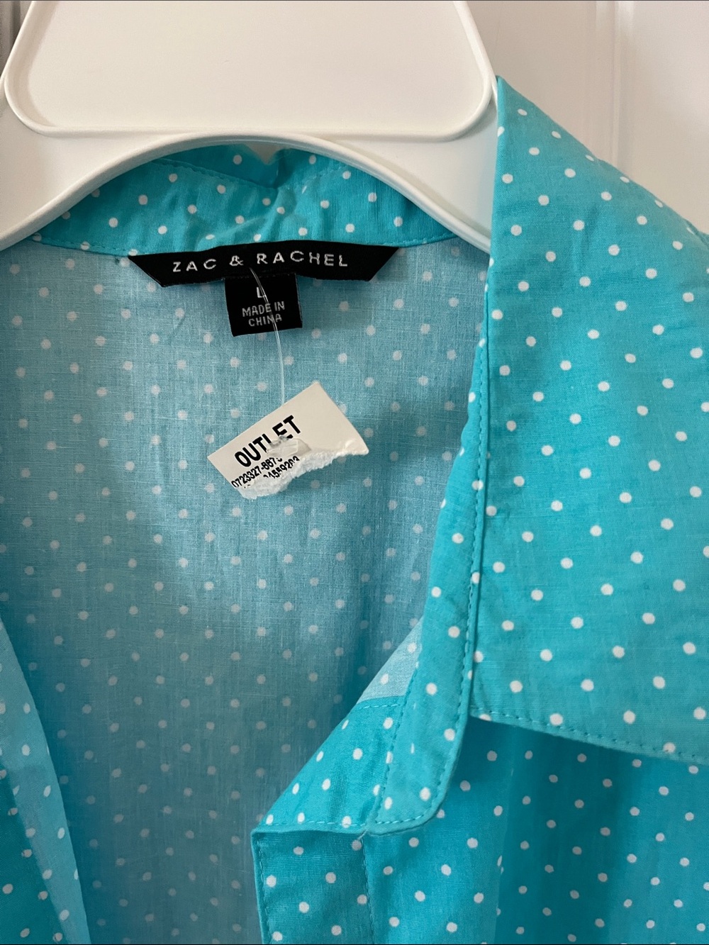 Zac & Rachel Turquoise Polka Dot Sleeveless Button-Down Shirt - Picture 2 of 8